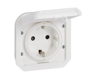 LEGRAND, Plexo 069639L - Presa per ambienti umidi, standard Schuko, con coperchio ribaltabile, protezione da contatto, morsetti a vite, 16 A, 250 Volt, IP44 - IK08 (IP55 con coperchio chiuso),