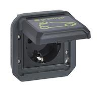 LEGRAND, Plexo 069818L - Presa AP-EV, ricarica di veicoli elettrici, 230 V, 16 A, IP55, connettori automatici, standard Schuko, coperchio ribaltabile, marcatura e-auto, antracite, 069818L