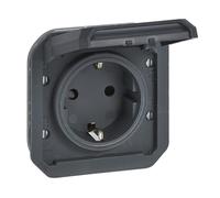 LEGRAND, Plexo 069839L - Presa per ambienti umidi, standard Schuko, con coperchio ribaltabile, protezione da contatto, morsetti a vite, 16 A, 250 Volt, IP44 - IK08 (IP55 con coperchio chiuso),