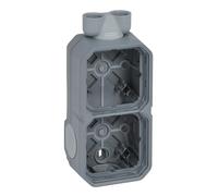 LEGRAND, Plexo New 069688L - Presa a parete per ambienti umidi, 2 membrane, 2 ingressi per cavi ISO 20, installabile orizzontalmente e verticalmente, colore: Grigio