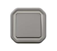 LEGRAND, Plexo New 069712L - Copertura per interruttore a parete per ambienti umidi, 1 scomparto con indicatore di luce, montaggio tramite artigli, IP55 - IK07, colore: Grigio