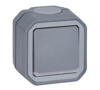LEGRAND, Plexo New 069726L - Interruttore da parete a 2 poli con funzione di controllo, indicatore integrato, IP55 - IK07, 10 Ampere, 250 Volt, colore: Grigio