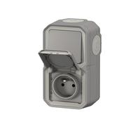 Legrand - Presa di corrente impermeabile Plexo e interruttore bidirezionale per installazione verticale forniti completi per il montaggio in grigio a vista
