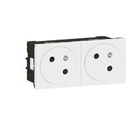 LEGRAND - Presa doppia da parete precablata con Terra Mosaico Surface Link a 45° - Presa 2P+T a Fissaggio a incastro - Made in France - Bianco