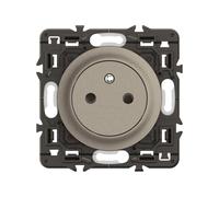 LEGRAND - Presa elettrica da parete con superficie di terra celiana Comfort - Presa a filo con base retrattile - Titanio - Completabile con piastra