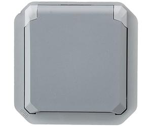 LEGRAND - Presa impermeabile IP55 con Terra Plexo - Presa 2P+T 16A con persiana - Completare con una piastra di finitura o un involucro Plexo - Made in France - Grigio
