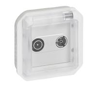 Legrand - Presa TV/R-SAT con contatto laterale di terra - Plesso - Impermeabile IP55 - Componibile per l'installazione con scatola o telaio - Bianco - 069654LE