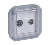 Legrand - Presa TV/R-SAT con contatto laterale di terra - Plesso - Impermeabile IP55 - Componibile per l'installazione con scatola o telaio - Grigio - 069554LE