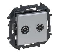 LEGRAND Presa TV-R/SAT Intermedie componibile da incasso Gamma Niloé Step, Colore Alluminio, 398316B