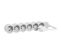Legrand - Prolunga multipla extra-piatta con 6 prese di corrente con messa a terra con cavo da 3m - bianco e grigio chiaro