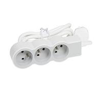 Legrand - Prolunga multipresa extra piatta con 3 prese di corrente con terra con cavo 1,5 m - bianco e grigio chiaro