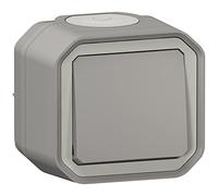 Legrand - Push singolo impermeabile Plexo 10A consegnato completo per montaggio in apparente grigio