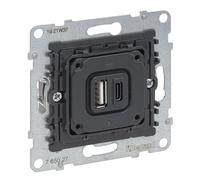LEGRAND, SEANO 765027 2 prese di ricarica USB, 1 x tipo A e 1 x corrente di ricarica di tipo C: 3 A a 5 V in un unico dispositivo, 1,5 A con ricarica simultanea