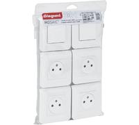 Legrand - Set di 4 prese di corrente 2P+T 16A + 2 avanti e indietro 10A completo Mosaico - Bianco