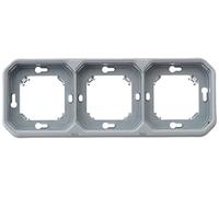 Legrand - Supporto per piastra impermeabile a 3 posti Plexo per montaggio orizzontale o verticale a incasso funzioni componibili - grigio