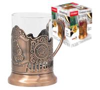 legro Porta bicchiere da tè a trazione rapida bronzo (con vetro 200 ml)