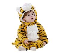 legtovt Baby Tiger Costume, Cute Animal Tiger Costume Toddler Skin-friendly Soft Fleece Baby Snowsuit Hoodie Jumpsuit with Double Zips for Halloween Christmas Outfit L