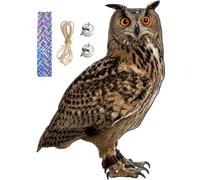 legtovt Owl Scarecrow 2D Realistico 12 Impossibile PP a Sospensione di Gufo con Campana, Corda di Lino e Nastro per spaventare Gli Uccelli