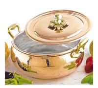 Legumiera con Coperchio diametro Ø 28xh 12 cm - 8,00 lt in rame massiccio da 5 mm Michaels Range rame