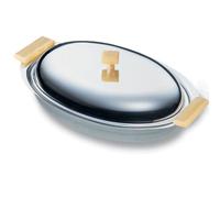 Legumiera Ovale 41 cm SEVILLE Grande in acciaio inox 1810 manici in legno cromo
