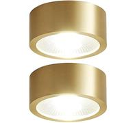 LEGZIT 2pack,3W,5W,7W,9W Ottone Spazzolato plafoniera da Incasso a soffitto a bulbo oculare 8cm,10cm faretti da Incasso a LED retrofit (Oro/Nero,Bianco Caldo 3000K)
