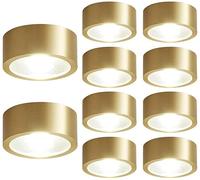 LEGZIT Confezione da 10,plafoniere per Interni in Ottone,plafoniere a Montaggio Superficiale,faretto da Incasso 3000K,Lampada a Occhio di Bue da Incasso,3 W,5 W,7 W,9 W,CRI 90+,Luce a Disco COB,luc