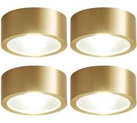 LEGZIT Confezione da 4 faretti in Ottone Spazzolato 3W,5W,7W,9W Faretto Rotondo Montato su Superficie 8cm,10cm Lampada da Incasso a bulbo oculare antiriflesso Lampada da Incasso a LED Oro/Nero