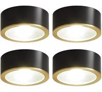 LEGZIT Confezione da 4 faretti in Ottone Spazzolato 3W,5W,7W,9W Faretto Rotondo Montato su Superficie 8cm,10cm Lampada da Incasso a bulbo oculare antiriflesso Lampada da Incasso a LED Oro/Nero