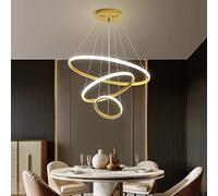LEGZIT Lampada a Sospensione a LED a 3 Anelli Lampada a Sospensione a LED Dimmerabile con Telecomando Plafoniera Lampadario ad Altezza Regolabile 69W Lampada ad Anello a LED per Illuminazione della