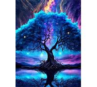 Lehaha Dipingere con i numeri Kit per Adulti Bambini Principianti,DIY Digitale Pittura ad Olio Kit per Animale albero blu con Tela e Pigmento Acrilico,30x40cm