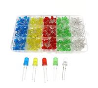 LeHang 500 Pezzi (5 Colori x 100 Pezzi) 5 mm LED Light Emitting Diode Round Assortiti Colore Bianco/Rosso/Giallo/Verde/Blu Kit Box