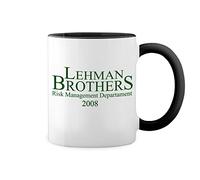 Lehman Brothers Risk management Department 2008 Bianco tazza di caffè con Nero Rim & Handle Mug