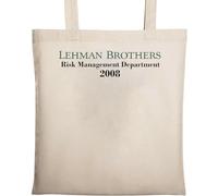 Lehman Brothers Risk Management Department 2008 Crisi Finanziaria Borsa Tote in Cotone Ecologico Naturale Beige