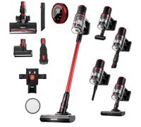 LEHMANN Aspirapolvere Senza Fili 4-in-1, 50 Min, Scopa Elettrica senza Fili con 4 Accessori, Filtro HEPA, 4 Modalità di Aspirazione, Spazzola LED, Display Touchscreen, Ideale per Peli di Animali