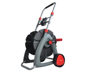 LEHMANN Carrello Avvolgitubo da Giardino per Tubi fino a 45 metri da 1/2", Altezza regolabile da 61 a 81 cm, con Raccordo Integrato e Manovella per l’avvolgimento