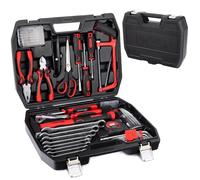 LEHMANN Cassetta Attrezzi 65 pezzi - Valigetta in Plastica con Maniglia per il Trasporto - Set Attrezzi da Lavoro con Chiavi, Martello e Pinze - kit ideale per Officina, Casa e Fai-da-te