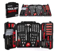 LEHMANN Cassetta Attrezzi Completa 168 pezzi - Valigetta Pieghevole con Maniglia di Trasporto - Set Attrezzi da lavoro Portatile - Kit ideale per Fai-da-te, Casa e Garage