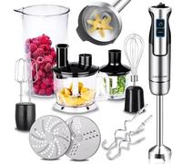 LEHMANN Chopsui Frullatore a Immersione 1200 W - Set Minipimer 7-in-1-9 Accessori - Misurino da 860 ml - Regolazione Velocità a 8 Livelli - Funzione Turbo - 15000 U/min - Senza BPA - Lama Dorata