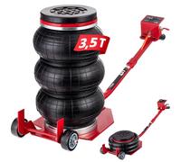 LEHMANN Cric Pneumatico 3,5T - Cric Auto con Cuscinetto in Gomma, Ruote di Trasporto e Valvola di Sicurezza - Altezza Regolabile 150 - 400 mm - per Auto, SUV e Furgoni fino a 3500 kg