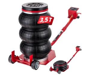 LEHMANN Cric Pneumatico 3,5T - Cric Auto con Cuscinetto in Gomma, Ruote di Trasporto e Valvola di Sicurezza - Altezza Regolabile 150 - 400 mm - per Auto, SUV e Furgoni fino a 3500 kg