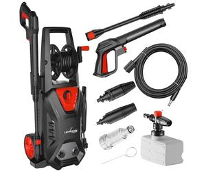 LEHMANN Hudson Idropulitrice Alta Pressione, 1800 W, Pressione Max. 220 Bar, Portata 450 l/h, Autoadescante, Pompa in Alluminio, Tubo da 5 m, Ideale per la Casa, Il Giardino e l'Auto