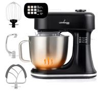 LEHMANN Impastatrice Planetaria Multifunzione con Display, Funzione di Fermentazione e Riscaldamento, Bilancia Integrata, 12 Velocità, Timer, con Ciotola 5 L, Frusta, Gancio Impastare, Mescolatore
