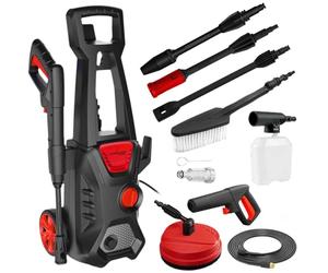 LEHMANN Jukon Idropulitrice Alta Pressione, 1600 W, Pressione max. 200 bar, Portata 480 l/h, Autoadescante, Con Accessori - Pistola, Lance, Lancia Schiuma, Spazzola per Patio, Spazzola per Cerchi