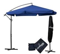 LEHMANN Ombrellone Esterno con base Ø 300 cm, Ombrellone da Giardino Grande con Manovella, Regolabile, Proteggere dal Sole e dai Raggi UV, Impermeabile, per la Terrazza e il Giardino, Blu Navy