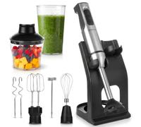 LEHMANN Set Frullatore a Immersione Multifunzione 6 in 1 con Supporto, 2000 W, 12 Velocità e Turbo, 7 Accessori, Bicchiere 800 ml e Tritatutto 600 ml, Display con Velocità visibile, senza BPA