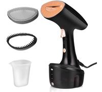 LEHMANN Stiratore Verticale, 1600W, 25 g/min di Vapore, Serbatoio dell’acqua rimovibile da 320ml, Riscaldamento Rapido, Stiro Verticale e Orizzontale, 2 Accessori, Compatto e Leggero, Nero/Rosa Oro