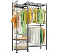 LEHOM Appendiabiti G3, resistente, per appendere vestiti, autoportante, portatile, con ripiani, regolabile, per armadio, fai da te, per camera da letto