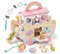 Lehoo Castle Arca di Noè Legno, Regali Battesimo Bambina Giochi 1 Anno | Bomboniere Battesimo Bambina, Giochi in Legno, Iincastra Forme con Animali, Giochi Montessori 1 Anno