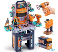 Lehoo Castle Banco di Lavoro Bambini 83 cm Taglia Grande, Camion Trasformatore con Trapano Elettrico Luci e Suoni, Giochi Educativi 3 4 5 Anni, Regalo per Bambini e Bambine