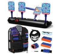 Lehoo Castle Bersaglio Nerf, Tiro al Bersaglio Bambini con Gilet tattico per Pistole Nerf, Bersaglio Elettrico per Nerf con 60 Proiettili in Schiuma, Regalo Bambino 5-9 Anni
